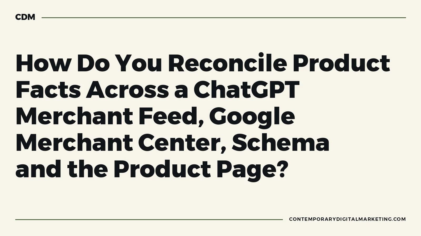A product truth reconciler connecting one governed product record to ChatGPT, Google Merchant Center, schema and the visible page.